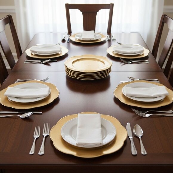 Gold Leaf Hand Gilded Plate Chargers 13" Event Dinner Party Table Decor Set x 10 - Picture 1 of 10